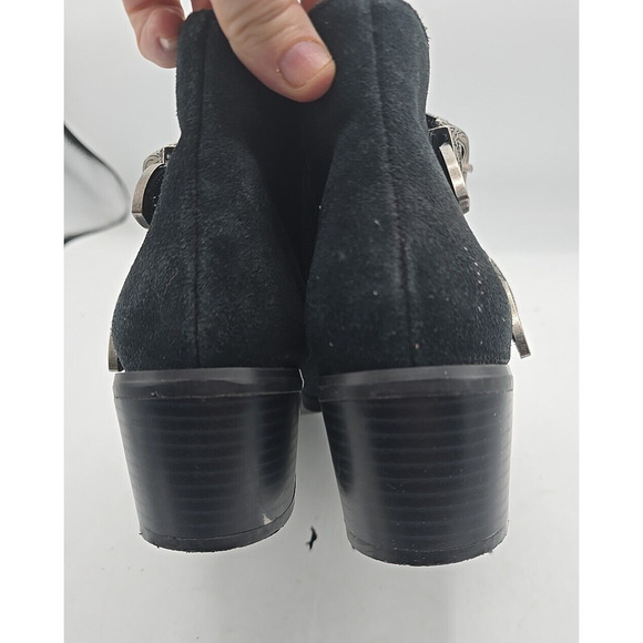 Urban Outfitters Talia Black Suede Buckle Side Zip Ankle Bootie Womans Size 9 - Picture 5 of 7